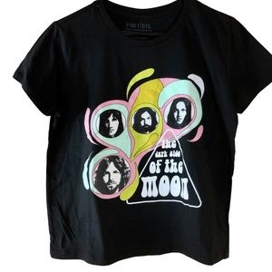 Pink Floyd NWT Band Graphic Women’s Size Large Cropped Black Burnout Tee Shirt